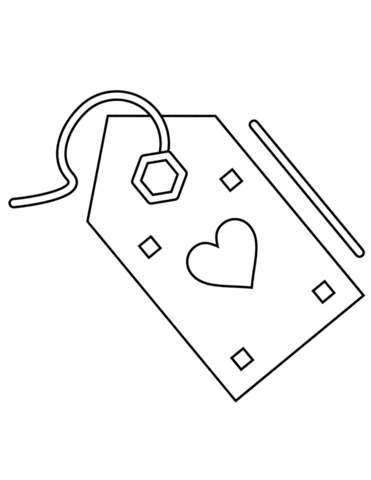 Valentine'S Day Discount Tag With Heart Coloring Page